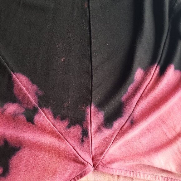 Black Pink Fire Tie Dye Long Assymetrical Boho Halter Dress - Picture 3 of 9